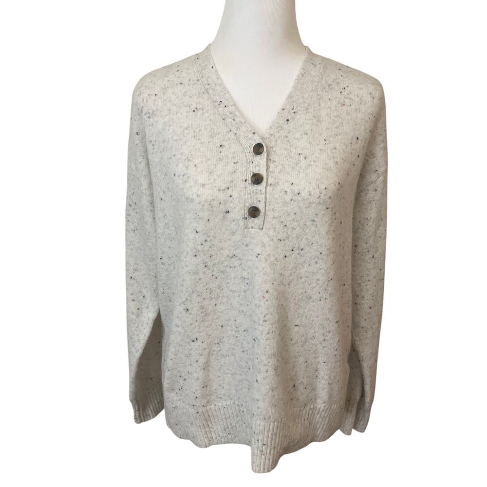STYLE & CO. Long Sleeve Speckled Henley Sweater Size L EUC